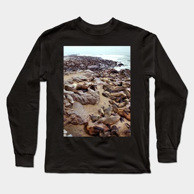 South African Fur Seal Colony Long Sleeve T-Shirt by Carole-Anne